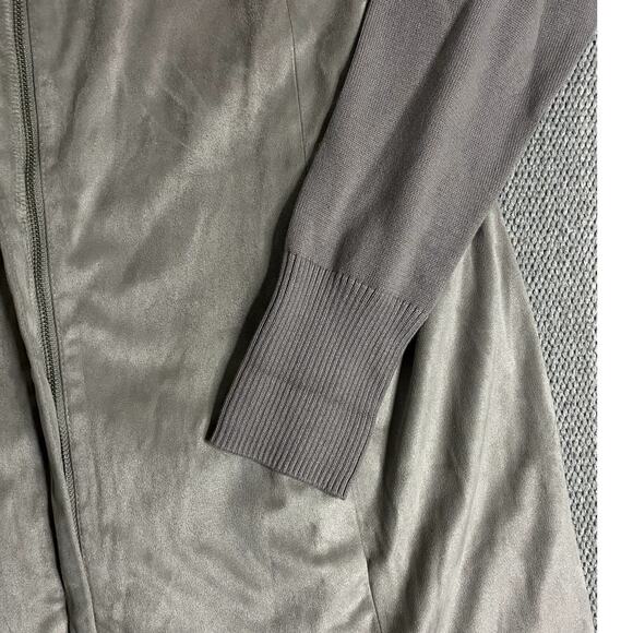 Vtg H by Halston Jacket Womens 12 Gray Two Tone Soft Pile Thermal Knit Sleeves - Picture 4 of 14